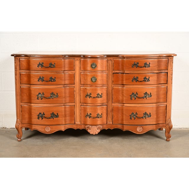 Kent Coffey French Provincial Louis XV Cherry Wood Triple Dresser, Circa 1960s For Sale - Image 13 of 13