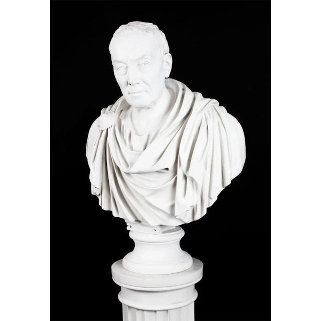 Stone Bust of Roman Statesman Julius Caesar, 20th Century, Composite Marble For Sale - Image 7 of 8