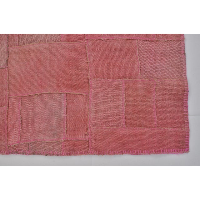 Pink Pink Vintage Hemp Kilim Rug For Sale - Image 8 of 10