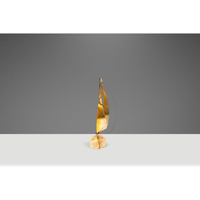 Brass Mid-Century Modern Brass & Quartz Sailboat Sculpture by Jere DeMott, Usa, C. 1960's For Sale - Image 8 of 16
