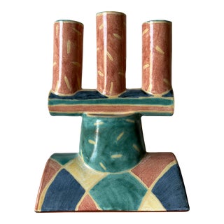 1980's Postmodern Tspost Sculptural Pottery Vase For Sale
