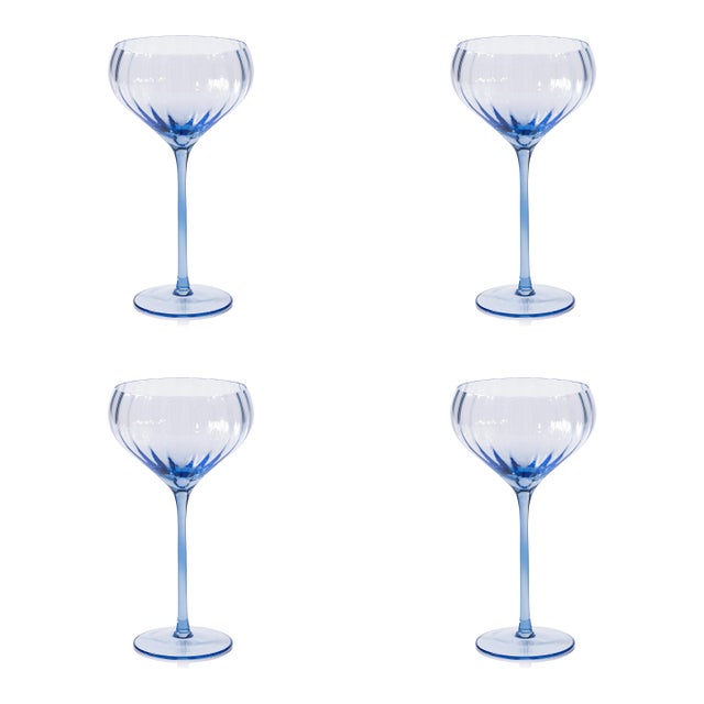 Malden 4-Piece Set Optic Cocktail Glasses, Cocktail Blue For Sale