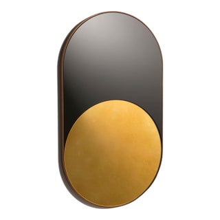 Bower Studios Black and Gold Capsule Wall Mirror For Sale