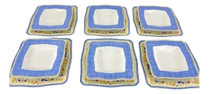 Square Plates and Deep Plates with Floral Pattern, Set of 6