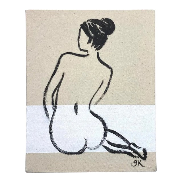 "Figure No. 4 With White Band" Contemporary Original Abstract Figurative Nude Acrylic Painting by Gretchen Kelly For Sale