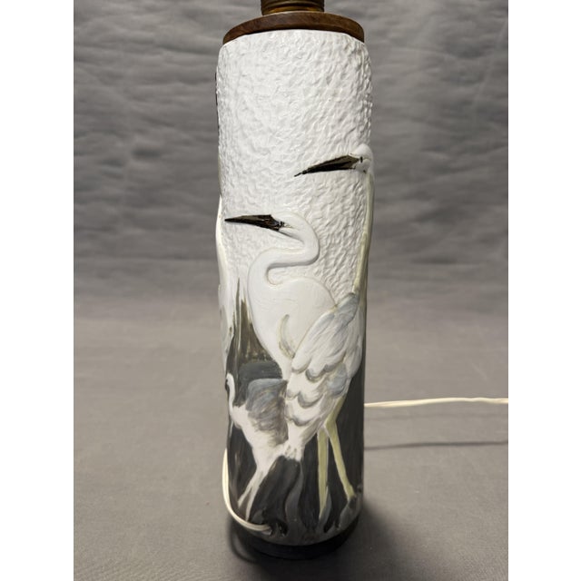 Porcelain Table Lamp with Heron Motifs, 1965 For Sale - Image 4 of 10