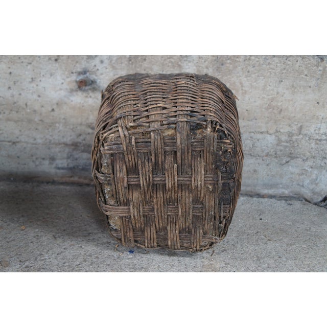 Wood Antique Chinese Square Form Woven Willow Oil Container Storage Baskets - Set of 3 For Sale - Image 7 of 12
