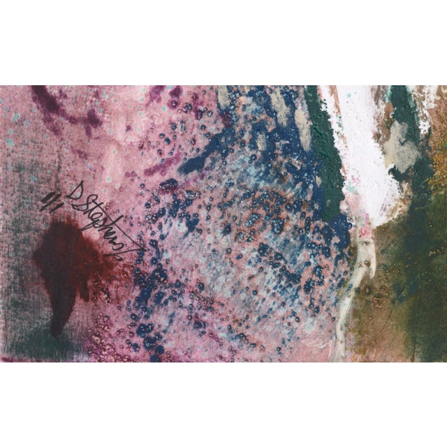 Paper David Stephens Tan and Magenta Abstract Textured Monotype Circa 1990s For Sale - Image 7 of 9