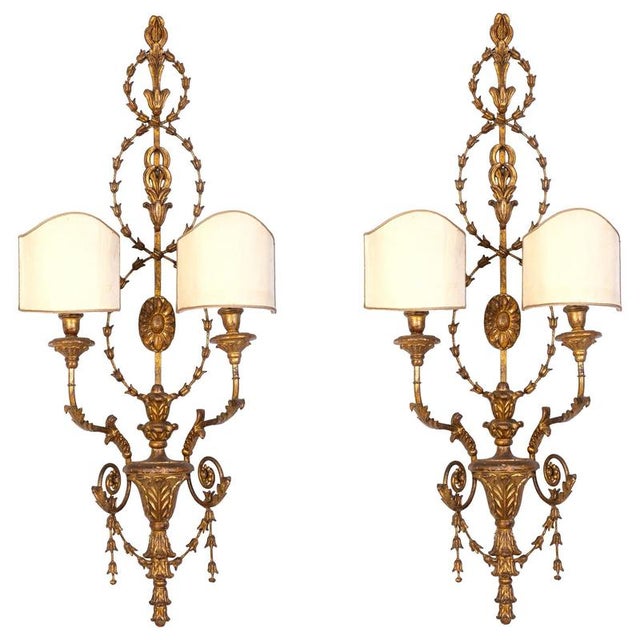 19th Century Italian Gilt-Wood Wall Lights Roma, 1840, Set of 2 For Sale - Image 14 of 14
