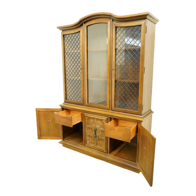 Late 20th Century Stanley Furniture Italian Provincial Pecan 57" Buffet W. China Cabinet 525-01 For Sale - Image 5 of 10