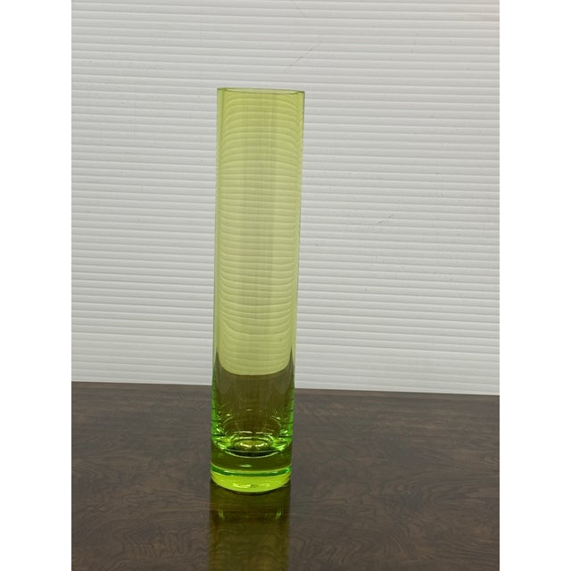 Lime Cylindrical Lime Green Tall Vase For Sale - Image 8 of 12