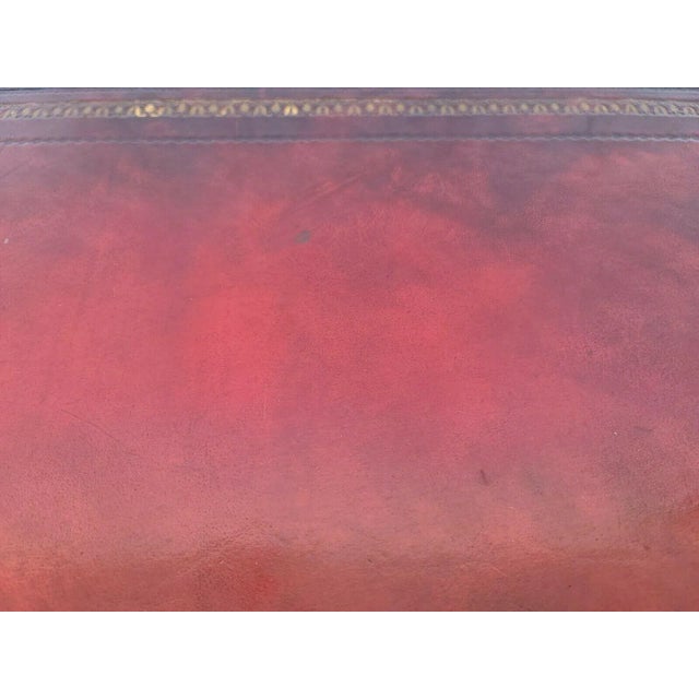 Mid Century Tooled Red Leather Mahogany Nesting Tables For Sale - Image 12 of 13