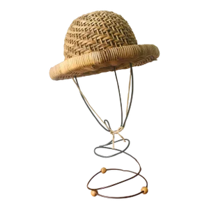 Antique Edwardian or Victorian Wicker Hat and Wire Stand