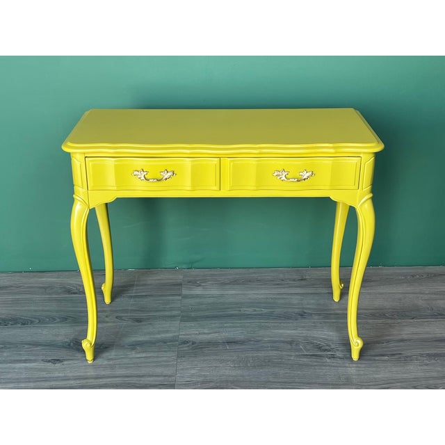 Late 20th Century French Provincial Willow Green Writing Desk For Sale - Image 14 of 18