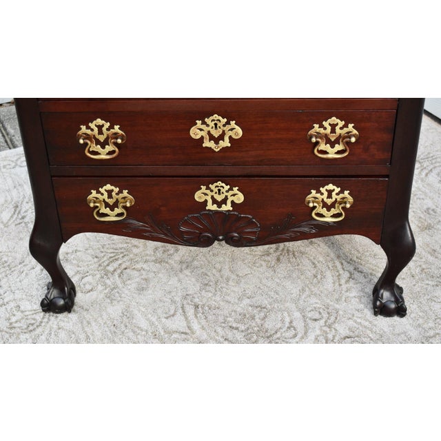 1910s Antique Carved & Inlaid Mahogany French Style Ladies Slant Front Desk For Sale - Image 5 of 12