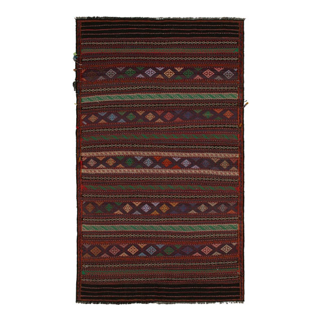1950s Vintage Baluch Tribal Kilim With Colorful Stripes & Motifs, From Rug & Kilim For Sale
