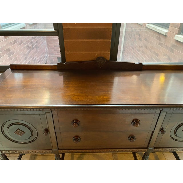 1930s Vintage Jacobean Style Baker Furniture Company Mahogany Sideboard