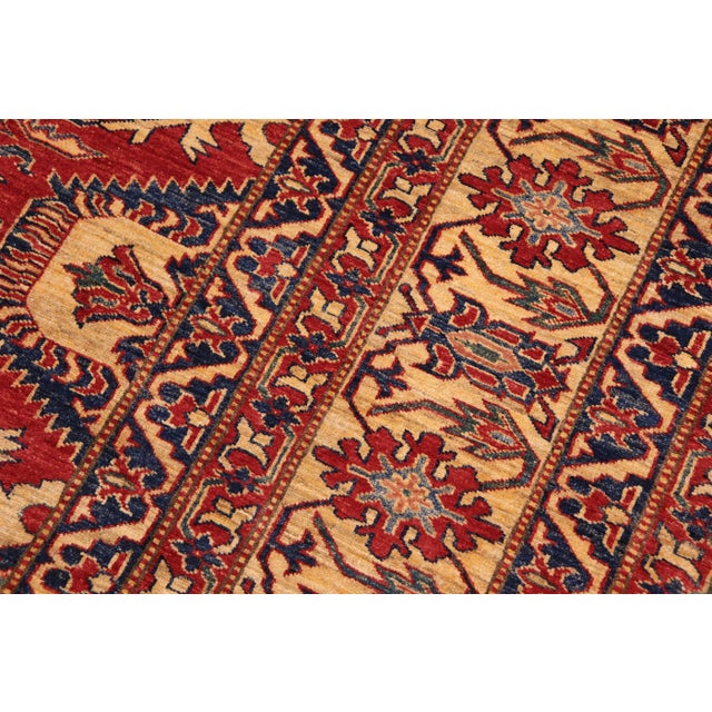 Rustic Super Kazak Red/Gold Wool Rug - 9'9'' X 13'3'' For Sale In New York - Image 6 of 8