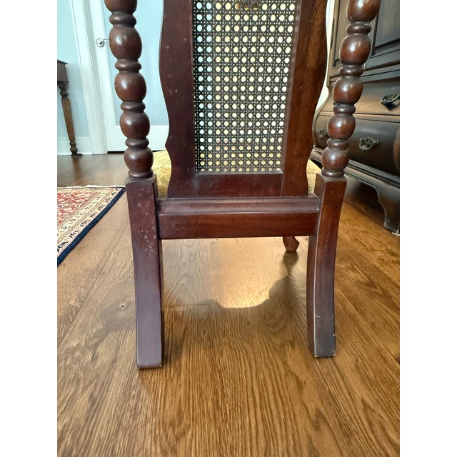 Brown 1970s American Drew Bicentennial “Tree of Promise” Cane-Back ShinWarmer Chair For Sale - Image 8 of 10
