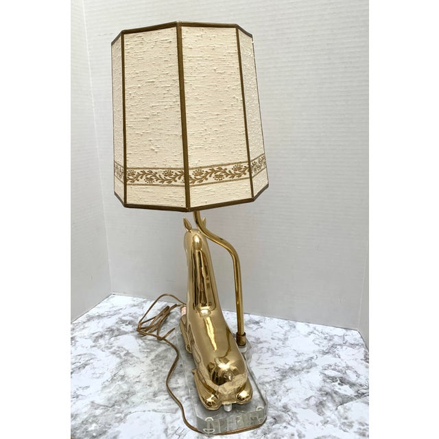 Plastic Midcentury Brass Figural Franz Hagenauer Table Lamp For Sale - Image 7 of 12