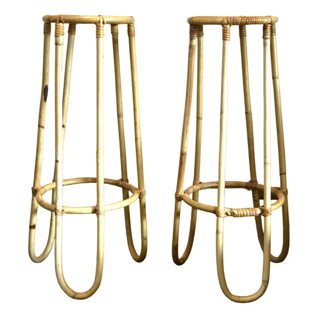 Bamboo Flower Stands, 1970s, Set of 4 For Sale