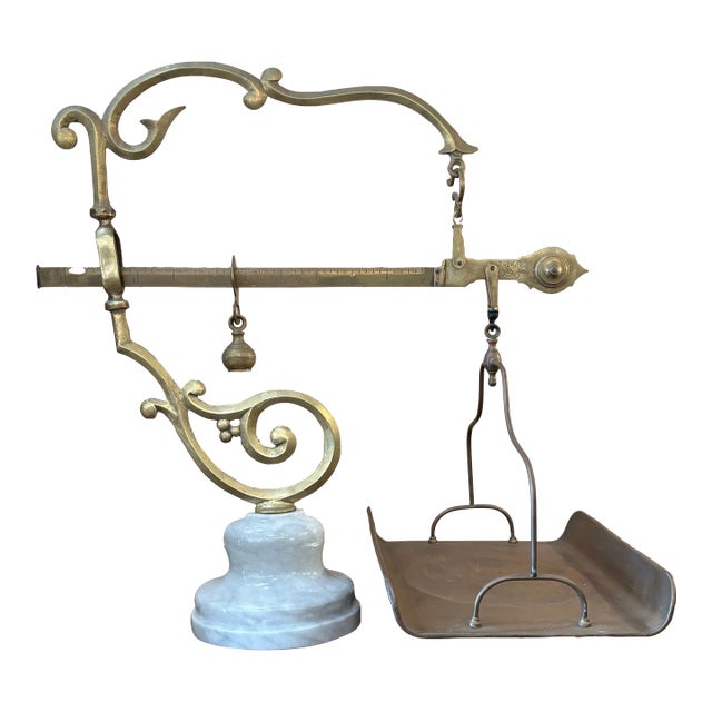 P Quindici 19th Century Chilog Brass and Marble Balance Scale For Sale