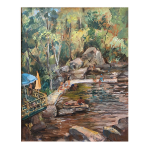 Theresa Berney LoewBathers at the Quarry 1940s American Modernist Oil Painting WPA era