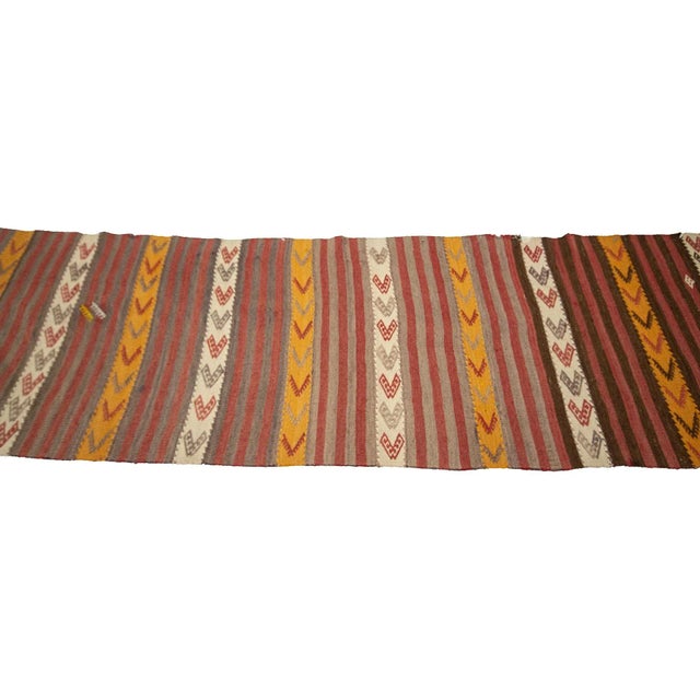 Striped Vintage Turkish Kilim Runner For Sale - Image 4 of 7