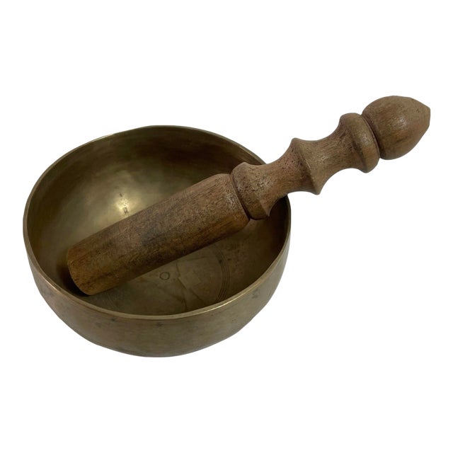 Vintage Asian Bronze Singing Hammered Bowl For Sale