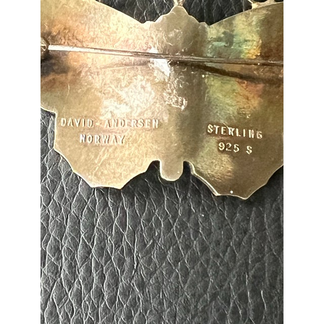 David Andersen 1950’s David Andersen Norway Large Sterling Silver Enamel Butterfly Pin Brooch Vintage For Sale - Image 4 of 8