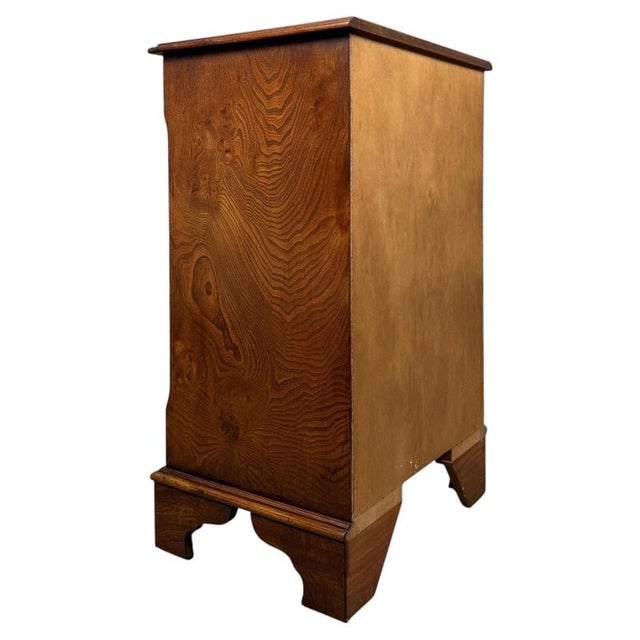 Small Antique Serpentine Burr Oak Chest of Drawers For Sale - Image 10 of 12