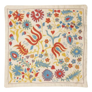 20"x20" All Silk Cushion Cover. Contemporary Lace Pillow. Embroidered Pillowcase For Sale