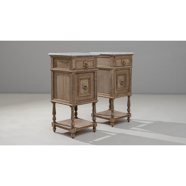 Wood 1890s French Louis XVI Bedside Tables With Marble Tops - A Pair For Sale - Image 7 of 18