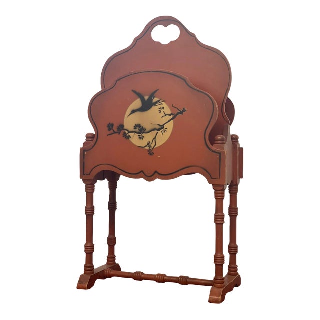 Vintage Orange Colored Magazine Rack For Sale