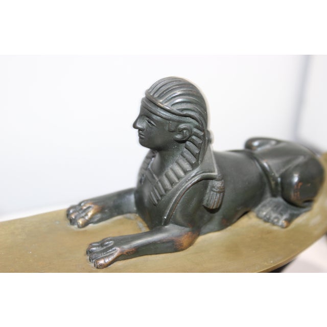 Mid 19th Century Sphinx Chenets Egyptian Revival 19th Century - A Pair For Sale - Image 5 of 13