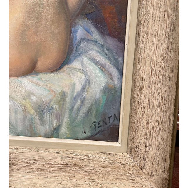 Mid-Century French Impressionist Nude Oil on Canvas by Albert Genta For Sale - Image 4 of 11