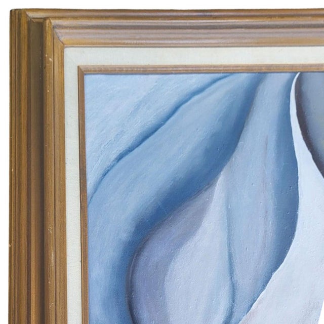 Contemporary Dark Iris, Unisigned Modernist Oil Painting After Gerogia O'Keeffe For Sale - Image 3 of 8