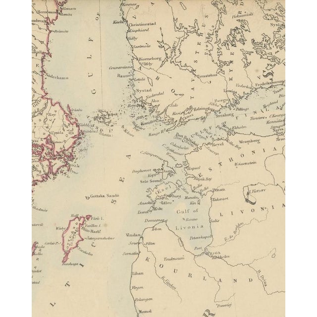 Antique Map of Sweden with Norway and Denmark with the Malström, 1858 For Sale - Image 6 of 9