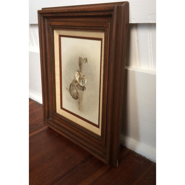 Vintage Framed Oil Painting The Hugging Tree Koala Bear Baby
