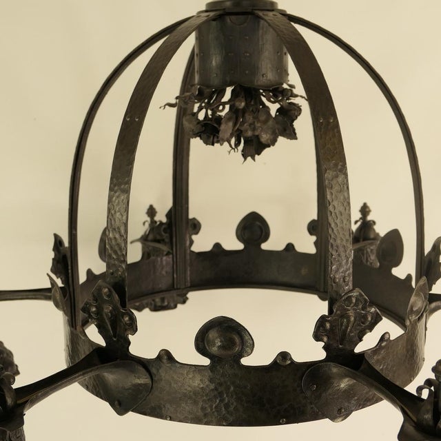 Viennese Wrought Iron Chandelier, Austria, 1900s For Sale - Image 11 of 18