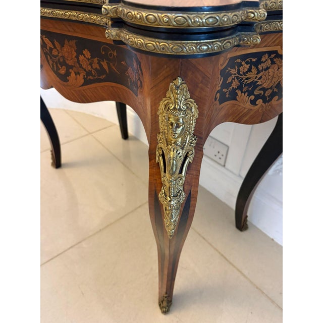 Antique French Louis XV Style Kingwood Marquetry Card or Console Table, 1860s For Sale - Image 14 of 18