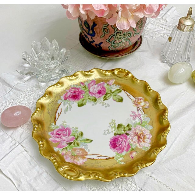 Antique Blakeman & Henderson Coiffe Limoges Hand-Painted Porcelain Cake Platter – Early 1900s This stunning French Art...