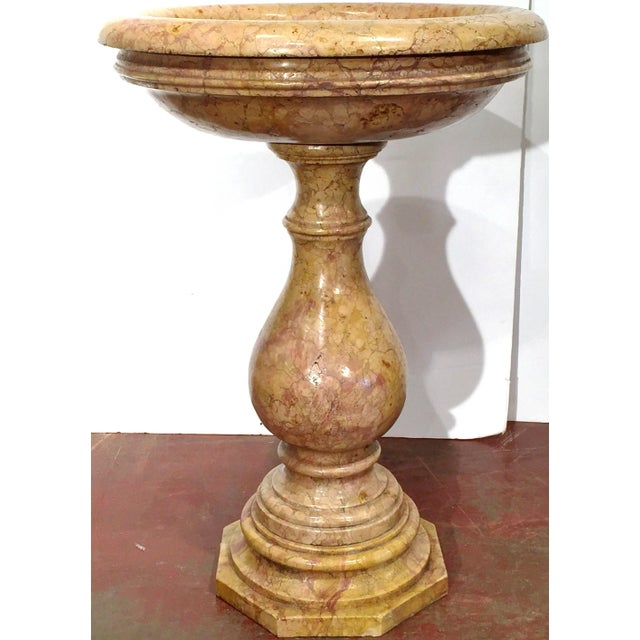 Beige Early 20th Century Italian Carved Marble Pedestal Stand With Swivel Bowl For Sale - Image 8 of 9