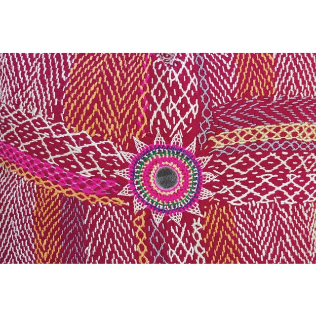 Tribal Roseate Sindh Sami Square Pillow For Sale - Image 3 of 8