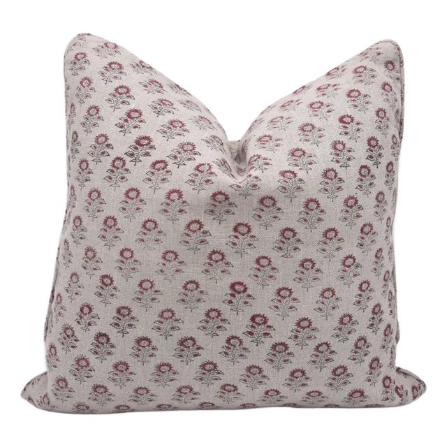 Fabdivine Hand-Printed Decorative Pillow Cover 20x20 Inch Block Print Thick Linen -Bagru Buti For Sale