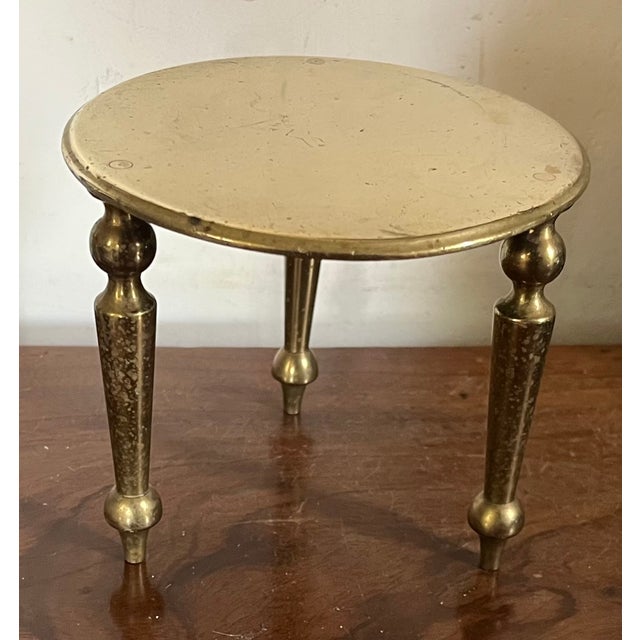 Antique 19th Century English Victorian Miniature Brass Tripod Table Trivet or Candle Riser Stand For Sale In New York - Image 6 of 18