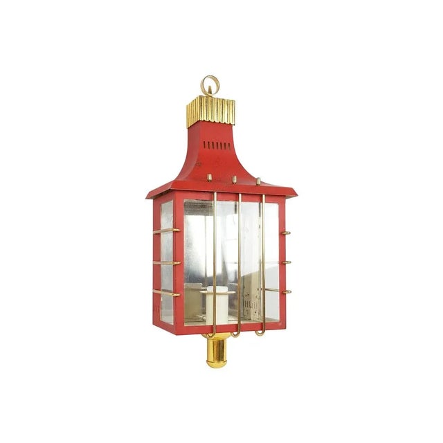 Mid-Century Italian Red Metal and Glass Sconce, 1950s For Sale - Image 11 of 11