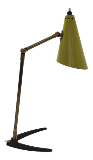 1950's Stilnovo Brass & Yellow Metal Desk Lamp
