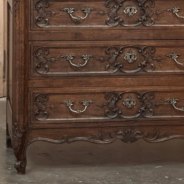 Wood Antique Country French Louis XV Oak Commode ~ Chest of Drawers For Sale - Image 7 of 15