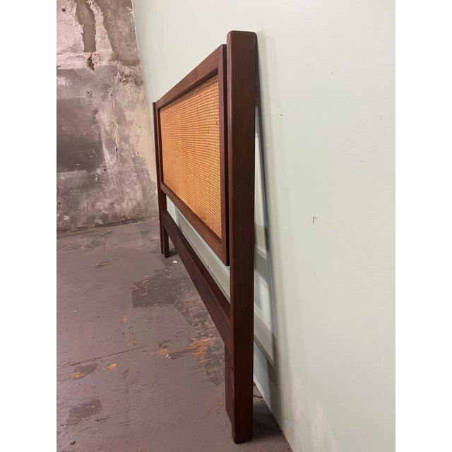 Mid 20th Century Mid Century Walnut and Cane Headboard For Sale - Image 5 of 6